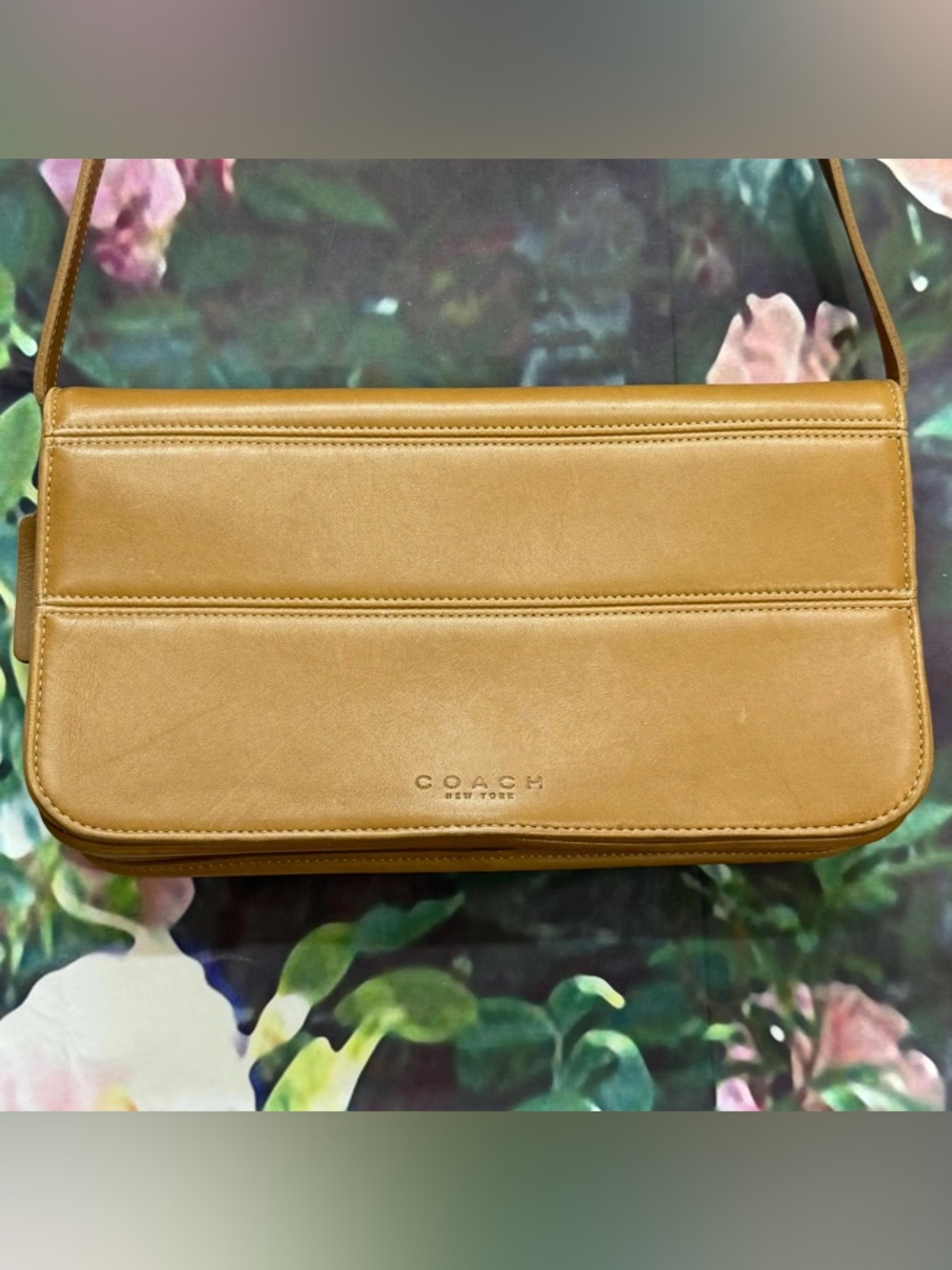 Vintage Coach Tribeca Toffee Leather Purse Convertible Clutch